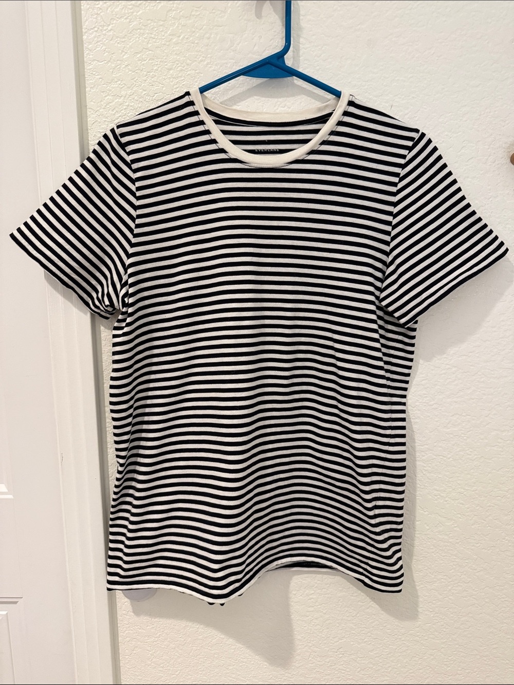 Everlane Black and White Striped Crew Neck T-Shirt